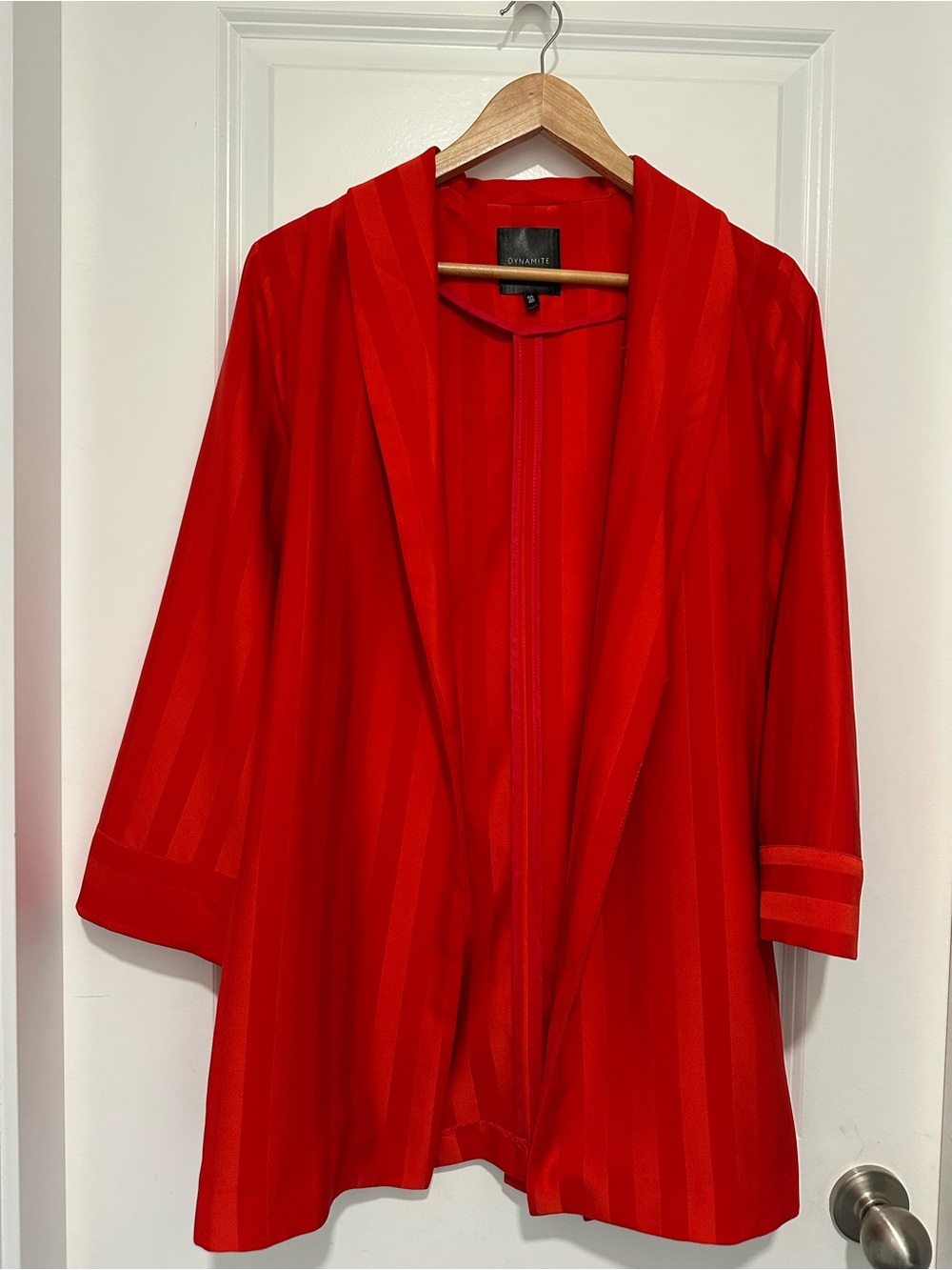 Dynamite Red Striped Open-Front Blazer Jacket Women’s Size Large
